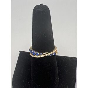 Danbury Mint Saphire and CZ Diamonesse Ring Size 7.5 Gorgeous